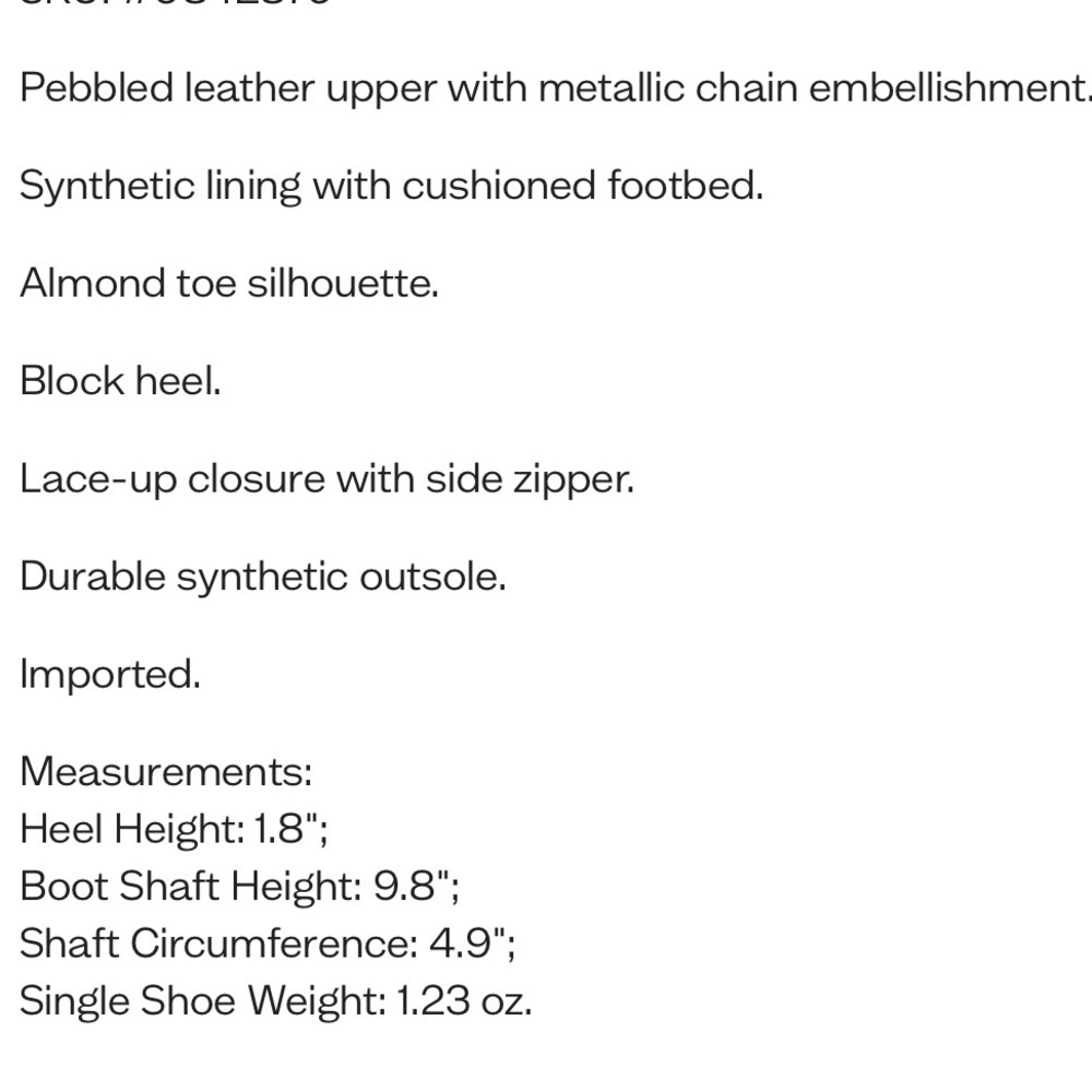 Vince Camuto, ankle boots with metallic chain detail, inside of the leg zipper. - Picture 6 of 9